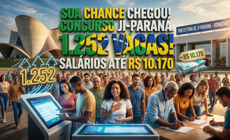 Ji-Paraná – concurso com 1.252 vagas e até R$ 10 mil de salário