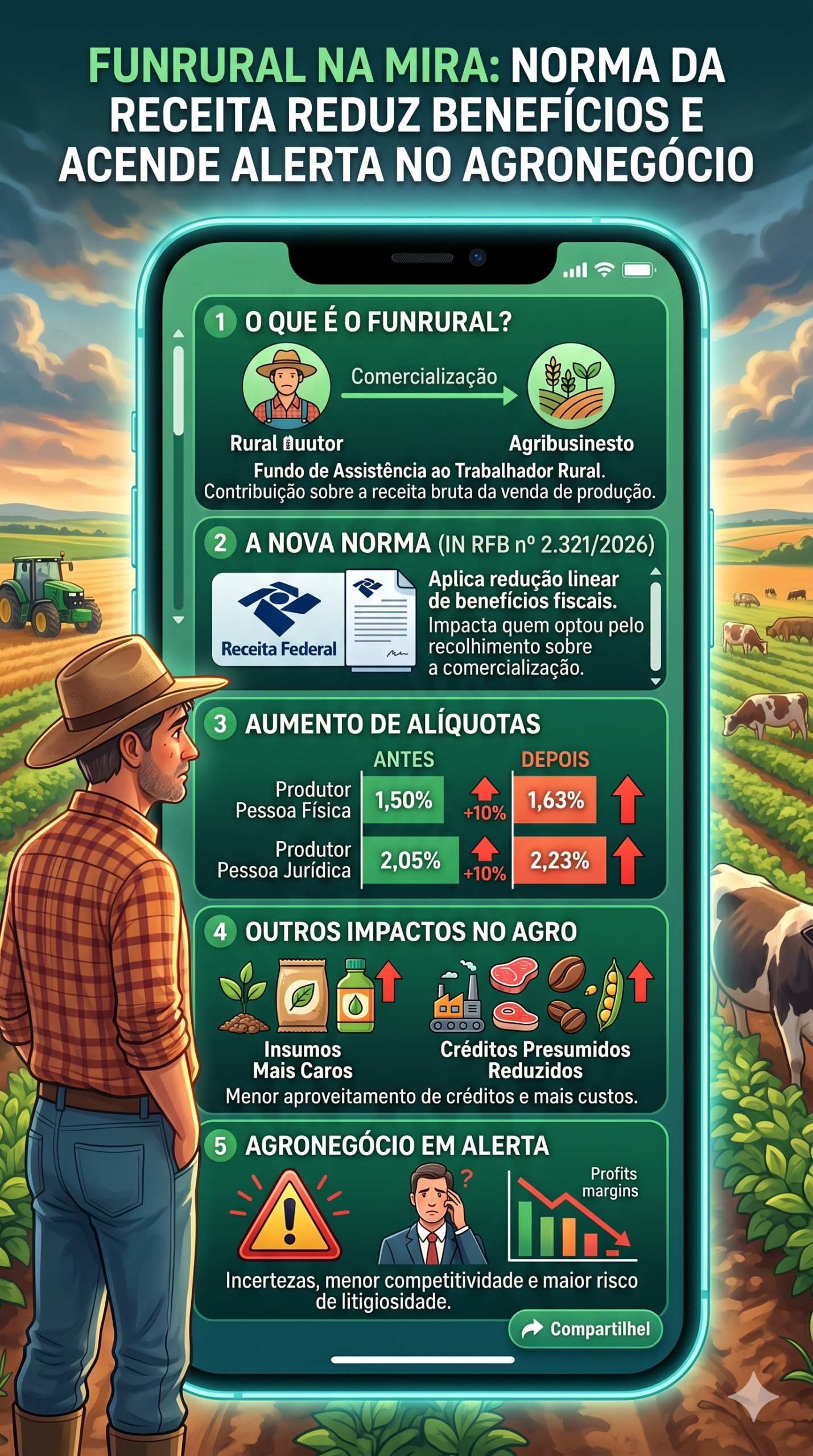 Informe-se! Funrural na mira: Norma da Receita reduz benefícios e acende alerta no agronegócio